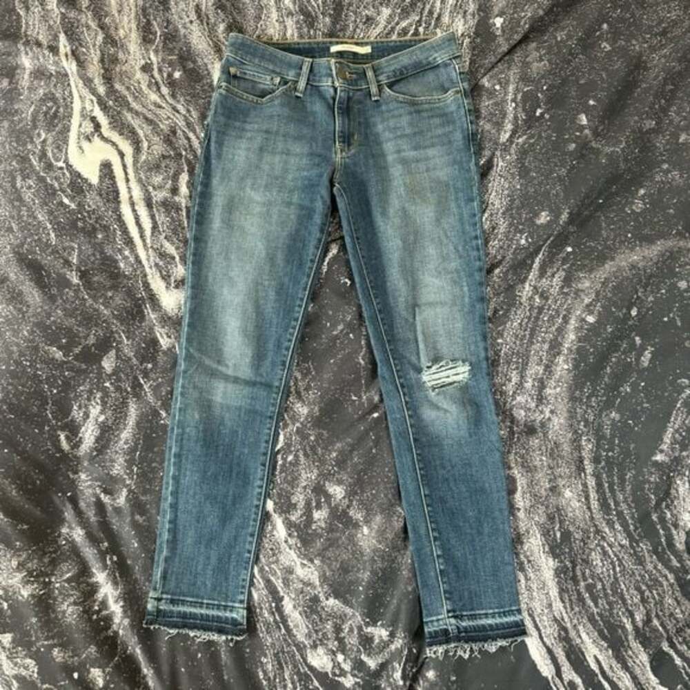 Levis Jeans Womens 27 Blue Skinny 711 Cropped Ankle Medium Wash Stretch Denim